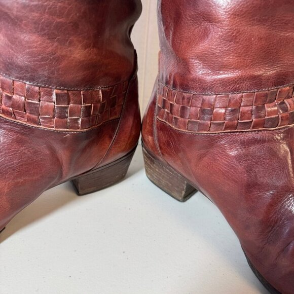 Vintage Redwood Leather Made in Italy Western Boho Tall Boots Size 40 1/2 - Picture 6 of 16